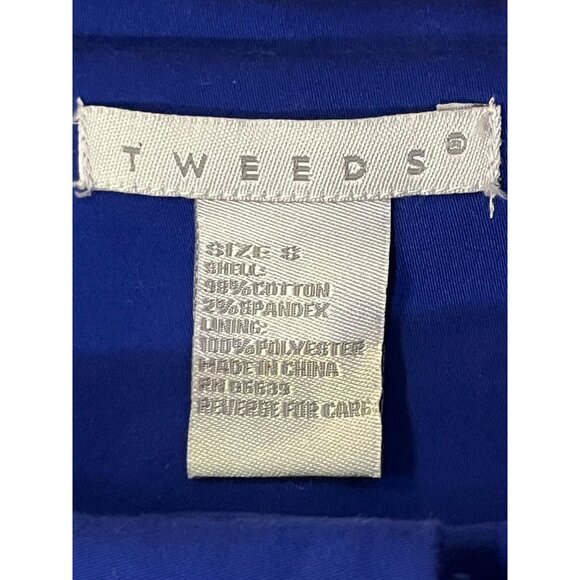 Tweeds Jacket Womens S Blue Button Front 3/4 Sleeve Lined Cotton Blend Used - Picture 8 of 14